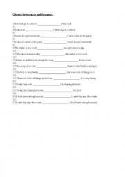 English Worksheet: so and because