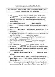 English Worksheet: Science Equipment and How We Use It