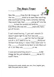 English Worksheet: The magic finger