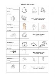 English Worksheet: Weather and Clothes