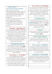 English Worksheet: Mock Trial Case: The stolen blue cell phone