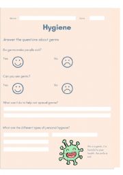 English Worksheet: Hygine and Germs