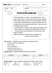 English Worksheet: TEST ELEMENTARY