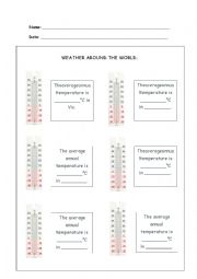 English Worksheet: Temperature around the world