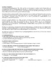 English Worksheet: GLOBAL WARMING