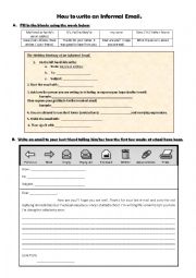 English Worksheet: How to write an informal email