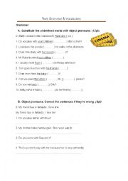 English Worksheet: Grammar and vocabulary test