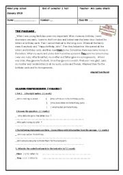 English Worksheet: end of semester test 1 