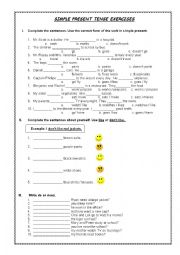 English Worksheet: SIMPLE PRESENT TENSE EXERCISES