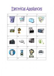 English Worksheet: Electrical Appliances