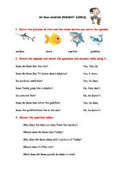 English Worksheet: Present Simple - Mr Bean Goldfish