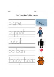 English Worksheet: Toys Vocabulary-Writing Practice