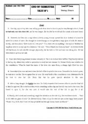 English Worksheet: end semester exam