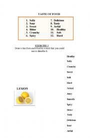 English Worksheet: taste of food