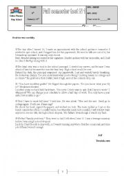 English Worksheet: full semester test n 1 9th form