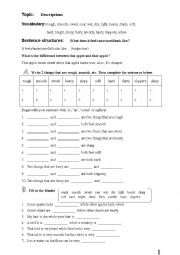 English Worksheet: Describing things