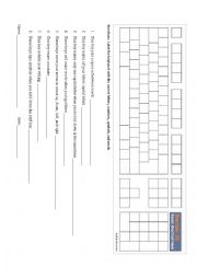 English Worksheet: Computer skills keyboard template