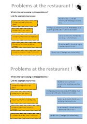 English Worksheet: Problems at the restaurant