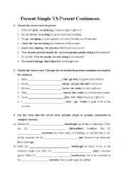 English Worksheet: Present Simple vs Present Contiunuous