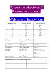 English Worksheet: Possessive pronouns and adjectives