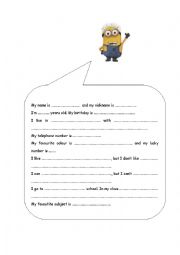 English Worksheet: self introduction