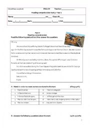 English Worksheet: Reading test: Field trip to Oporto