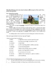 English Worksheet: Eco tourism reading activities THREE TEXTS! Keys provided
