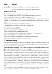 English Worksheet: Persuasive writing.................. Endangered Animals