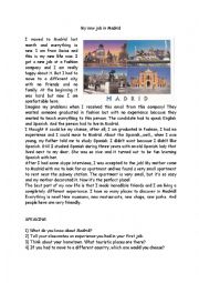 English Worksheet: My new job in Madrid