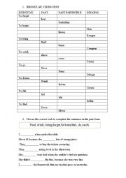 Irregular verbs  exam from 1 to 40