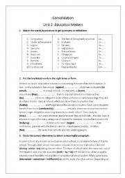 English Worksheet: consolidation unit 2