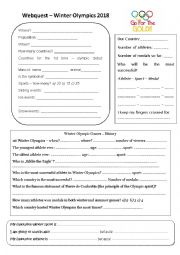 English Worksheet: Winter Olympics webquest