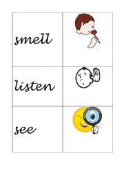 English Worksheet: OUR FIVE SENSES. CARDS