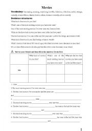 English Worksheet: movies