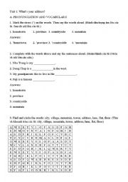 English Worksheet: unit 1 English 4