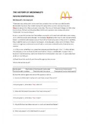 English Worksheet: The History of McDonalds