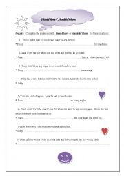 English Worksheet: Should have/ Shouldnt have