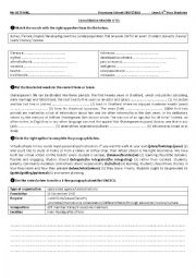 English Worksheet:  Consolidation Module n 01  4th Year Students 