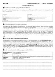 English Worksheet:  Consolidation Module n 01  4th Year Students 