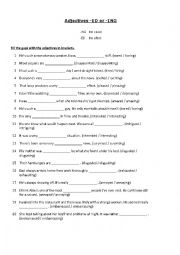 English Worksheet: Adjectives ending ed-ing