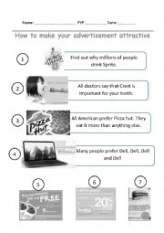 English Worksheet: How to make your advertisement attractive