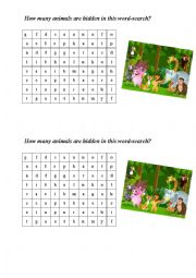 English Worksheet: ABC animals (wordsearch)