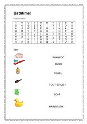 English Worksheet: Bath time