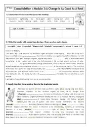 English Worksheet: Module 3 consolidation (third form)