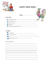 English Worksheet: HAPPY NEW YEAR TO CELEBRATE 2017 AND 2018