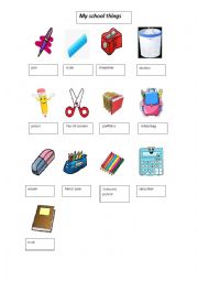English Worksheet: my school things