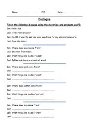 English Worksheet: A dialogue about materials