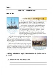 English Worksheet: Thanksgiving evaluation