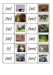English Worksheet: Animal Alphabet Domino