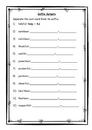 English Worksheet: Suffix Surgery Worksheet